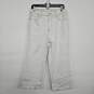 White Denim Wide Leg High Rise Fringe Jeans image number 1