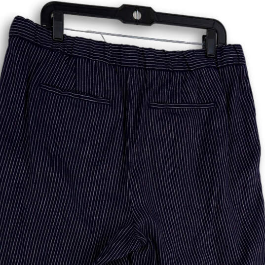 NWT Womens Blue Striped Flat Front Drawstring Harem Pants Size Large image number 4