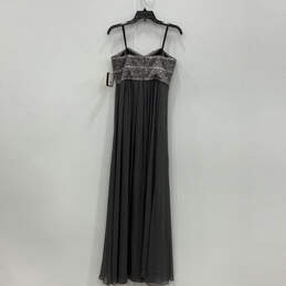 NWT Womens Gray Silver Sequin Strapless Sweetheart Neck Maxi Dress Size 8