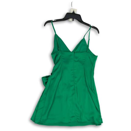 Akira Womens Green Sleeveless Spaghetti Strap Front Tie Wrap Mini Dress Size M image number 2