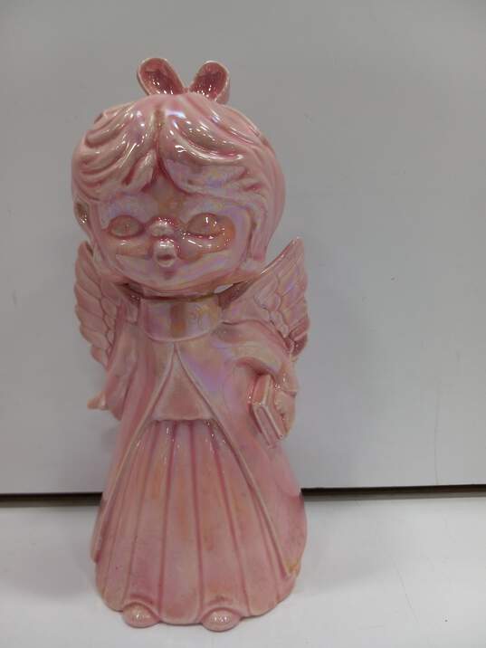 Set of Two Vintage Pink Angel Statues image number 6