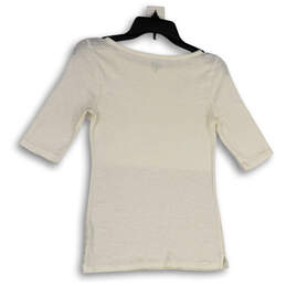 Womens White Boat Neck Short Sleeve Side Slit Pullover T-Shirt Size XS alternative image