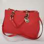 Red Michael Cynthia Coral Red Leather Medium Hand Bag image number 1