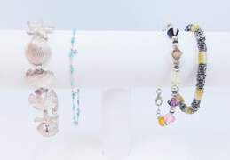 Artisan 925 Textured Seashells Linked Citrine Granulated Colorful Crystals Ball Bead Blue Stone & CZ Beaded Bracelets Variety 50.3g