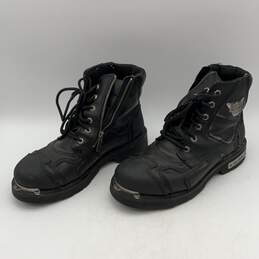 Harley-Davidson Mens Black Leather Round Toe Side Zip Biker Boots Size 10 alternative image