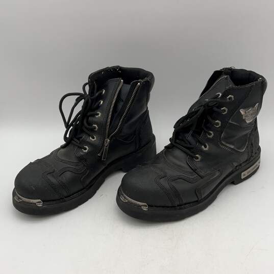 Harley-Davidson Mens Black Leather Round Toe Side Zip Biker Boots Size 10 image number 2