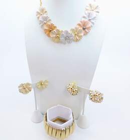 Romantic Vintage Sandor & Fashion Floral Earrings Statement Necklace & Accordion Bracelet 164.6g
