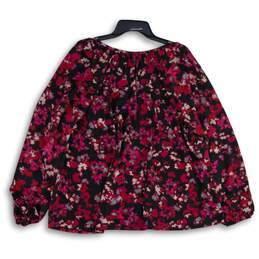 NWT Lane Bryant Womens Black Pink Floral Split Neck Blouse Top Size 14/16 alternative image