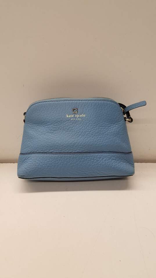 Buy the Kate Spade Pebbled Leather Crossbody Bag Light Blue | GoodwillFinds