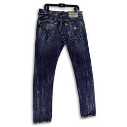 Womens Blue White Denim Medium Wash Stretch Pockets Skinny Jeans Size 34 alternative image