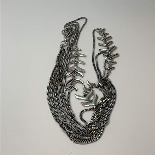 Designer Lucky Brand Silver-Tone Multi Strand Lobster Clasp Chain Necklace image number 3
