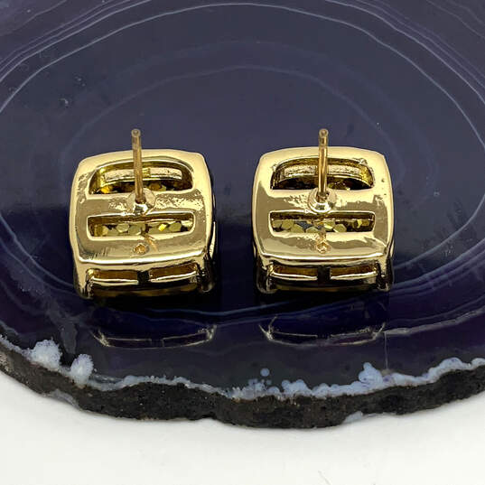 NIB Designer Kate Spade Gold-Tone Gold Glitter Square Shape Stud Earrings image number 2