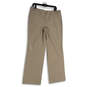 NWT Womens Tan Striped Flat Front Stretch Wide Leg Ankle Pants Size 12 image number 1