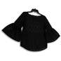 Womens Black Lace 3/4 Bell Sleeve Pullover Blouse Top Size M image number 1