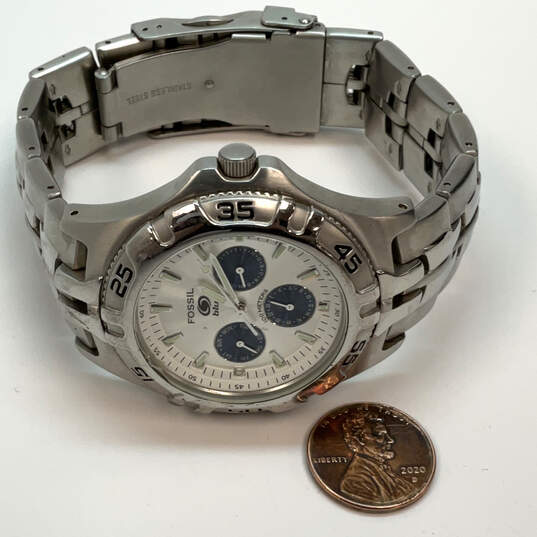 Designer Fossil Blue BQ-9165 Silver-Tone Stainless Steel Analog Wristwatch image number 2