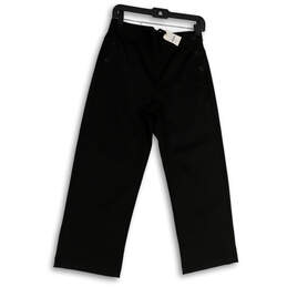 NWT Womens Black Flat Front Straight Leg Regular Fit Cropped Pants Size 4