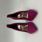 Womens Fuchsia Pink Suede Gold Trim Slip On Stiletto Pump Heels Sz EUR 39.5 image number 3