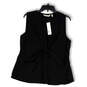NWT Womens Black Sleeveless V-Neck Twisted Pullover Tank Top Size XL image number 1