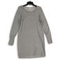 Womens Gray Heather Round Neck Long Sleeve Back Cutout Sweater Dress Size S image number 1
