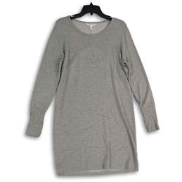 Womens Gray Heather Round Neck Long Sleeve Back Cutout Sweater Dress Size S