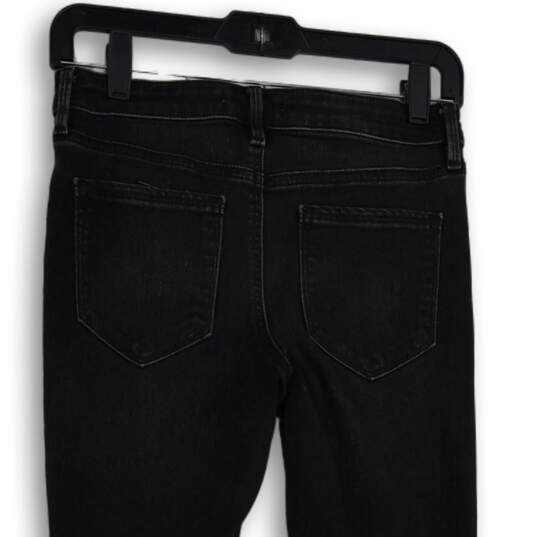 Women Black Denim Medium Wash Ankle Zip Skinny Leg Jeans Size 2 Petite image number 4