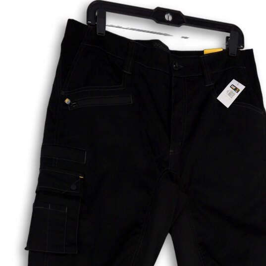 NWT Mens Black Flat front Cargo Pockets Casual Trouser Pants Size 34x34 image number 3