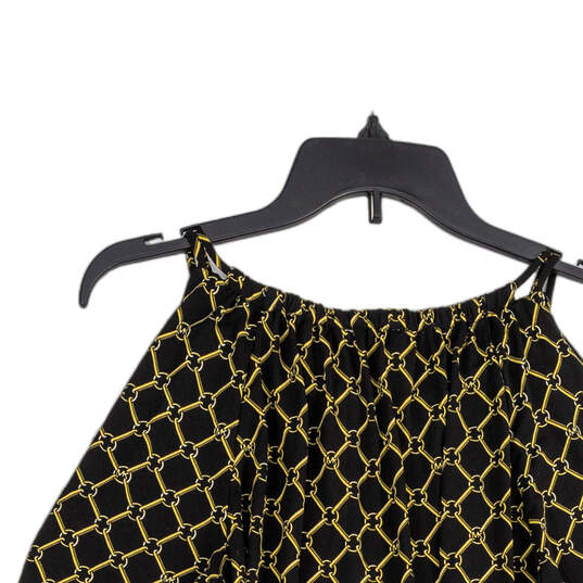 Womens Black Gold Geometric Halter Neck Pullover Blouse Top Size Medium image number 4