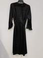 Womens Black Ruffle Neck 3/4 Sleeve Belted Sleepwear Robe Size Medium image number 2
