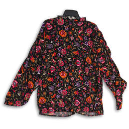 NWT Womens Navy Blue Pink Floral Cold Shoulder Long Sleeve Blouse Top Sz 2X alternative image