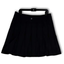 Womens Black Pleated Regular Fit Side Zip Short A-Line Skirt Size 12