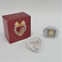 Lladro Mini Desk Clock W/ A Wish For Romance Ornament IOB Figurines