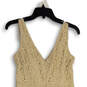 Womens Beige Lace Wide Strap Surplice Neck Back Zip Sheath Dress Size 4 image number 4