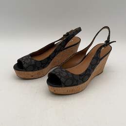 Coach Womens Ferry Gray Signature Cork Wedge Heel Slingback Sandals Size 9B alternative image