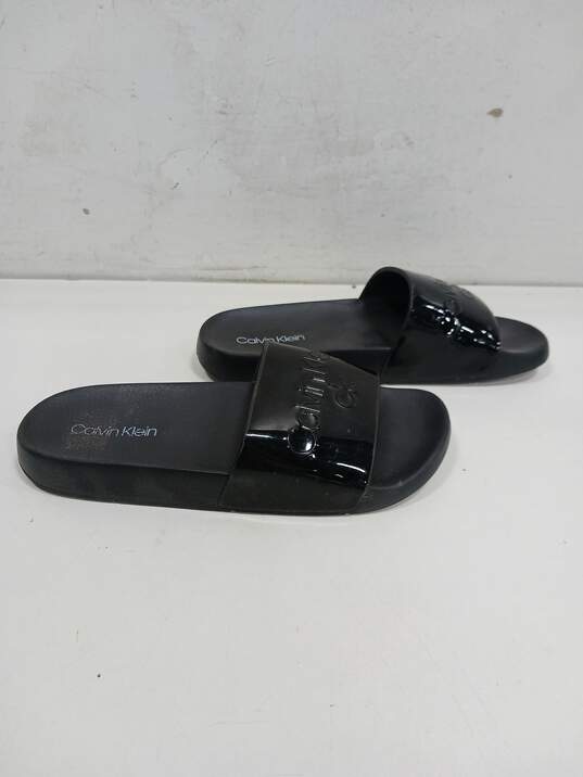 Calvin Klein Black Slide Sandals No Size image number 4