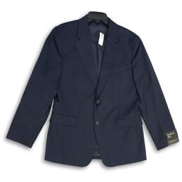 NWT Mens Blue Notch Lapel Flap Pocket Long Sleeve Two Button Blazer Size 40S