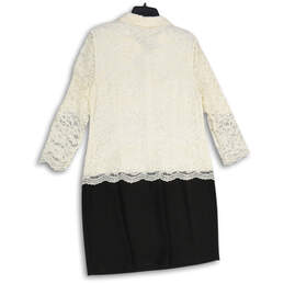 NWT Womens White Lace Pointed Collar Long Sleeve Shift Dress Size 16 alternative image