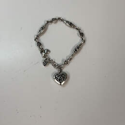 Designer Brighton Silver-Tone Scrolled Link Chain Heart Charm Bracelet alternative image