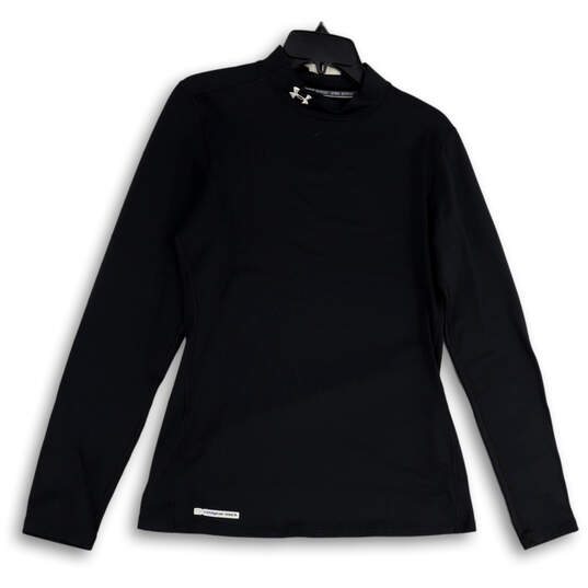 Mens Black Coldgear Mock Neck Long Sleeve Activewear Pullover T-Shirt Sz L image number 1