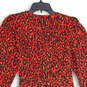NWT Womens Red Black Leopard Print Long Sleeve V Neck Wrap Dress Size 2T image number 4