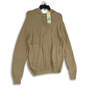 NWT Mens Beige Long Sleeve Pockets Drawstring Pullover Hoodie Size Large image number 1