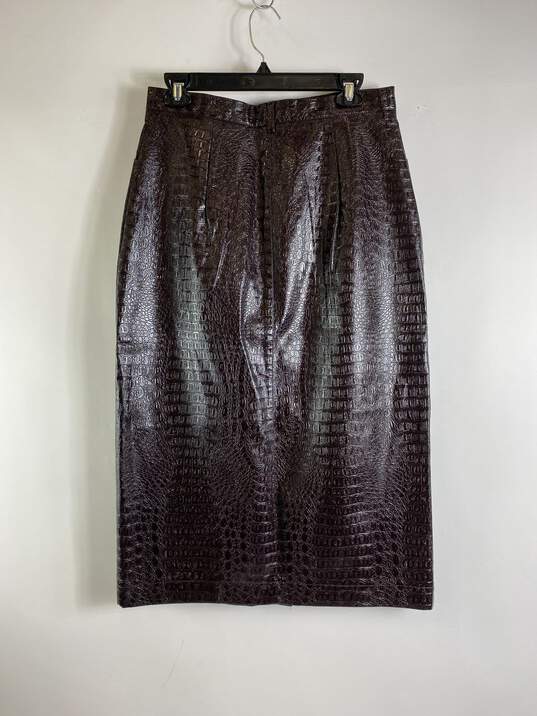 Top Shop Women Burgundy Red Snake Skin Faux Leather Skirt 8 NWT image number 1