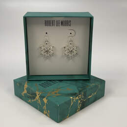 Designer Robert Lee Morris Silver-Tone Rhinestone Drop Earrings With Box
