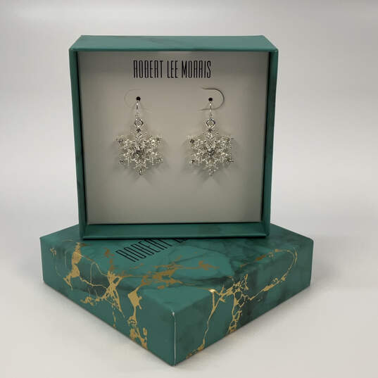Designer Robert Lee Morris Silver-Tone Rhinestone Drop Earrings With Box image number 1