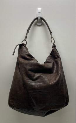 Gianni Chiarini Italy Brown Croc Embossed Leather Tote Bag alternative image