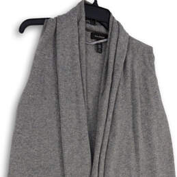 Womens Gray Open Front Sleeveless Shawl Collar Cardigan Sweater One Size alternative image