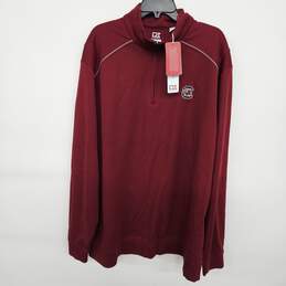 Cutter & Buck Men's Red Long Sleeve Zip Pullover Sweater