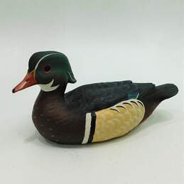 Wood Duck Drake Wooden Decorative Decoy Signed