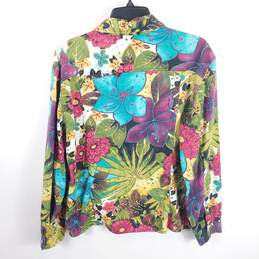 Chico's Women Multicolor Floral Zip Jacket Sz 1 alternative image