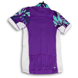 Womens Purple White Half Zip Short Sleeve Collared Biker Jersey Size Medium alternative image