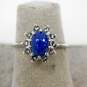 10K White Gold Star Sapphire CZ Halo Ring 3.0g image number 2